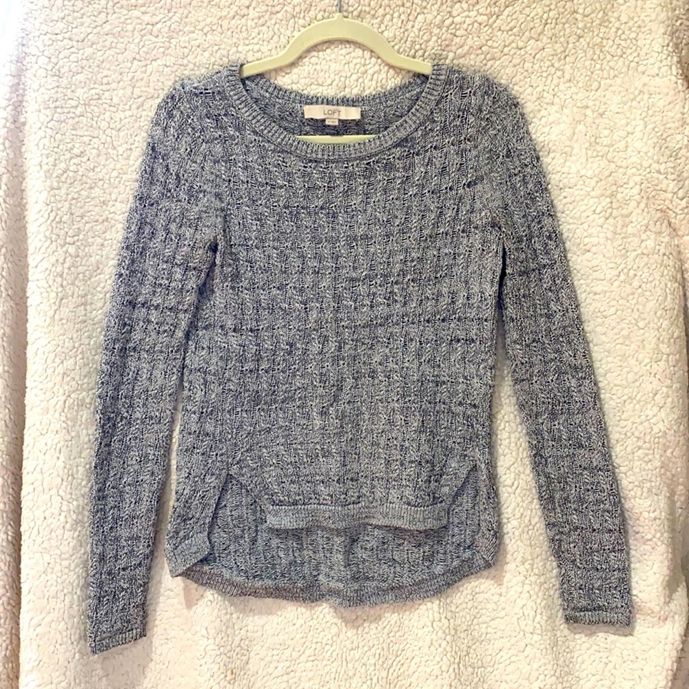 LOFT Hi-Low Grey Knit Sweater